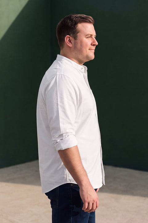 Dockers Men's Plus Size White Oxford Band Collar Shirt