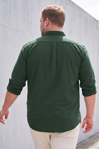 Dockers Men's Green Oxford Band Collar Casual Shirt