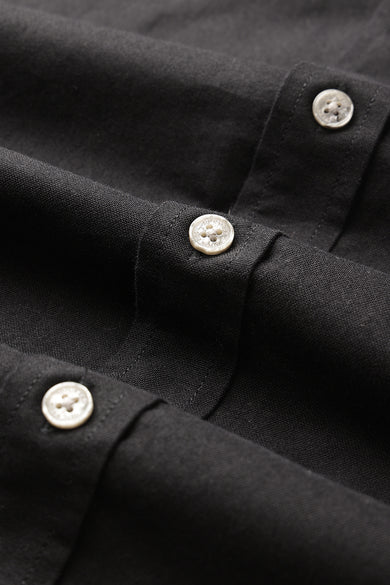 Dockers Men's Black Solid Band Collar Shirt