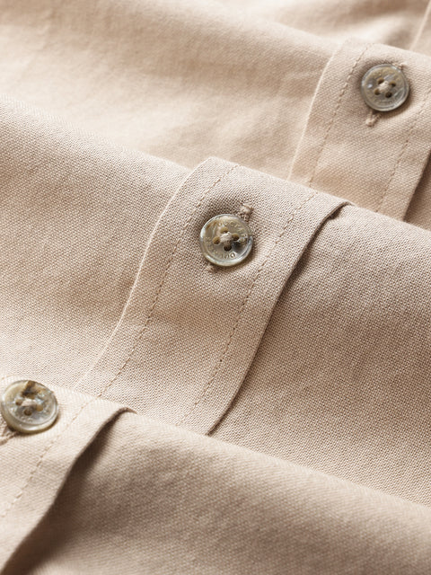 Dockers Men's Beige Oxford Mandarin Collar Casual Shirt