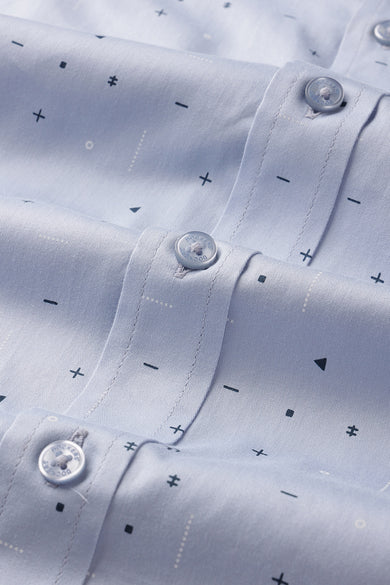 Dockers Men's Blue Geometric Print Spread Collar Full Sleeve Formal Shirt