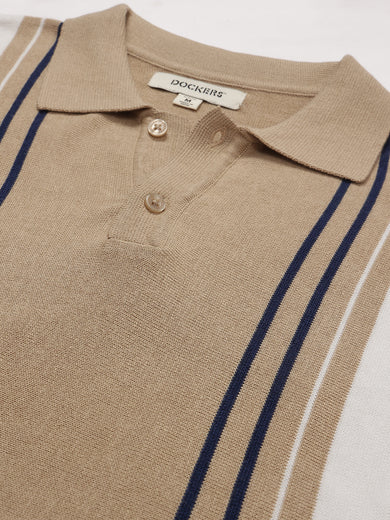 Dockers Men's Beige Striped Polo T-Shirt