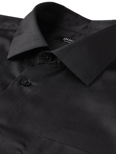 Dockers Men's Black Cotton Office Shirt – Spread Collar, Regular Fit