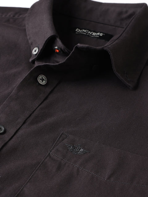 Dockers Men's Black Oxford Button-Down Half Sleeve Shirt