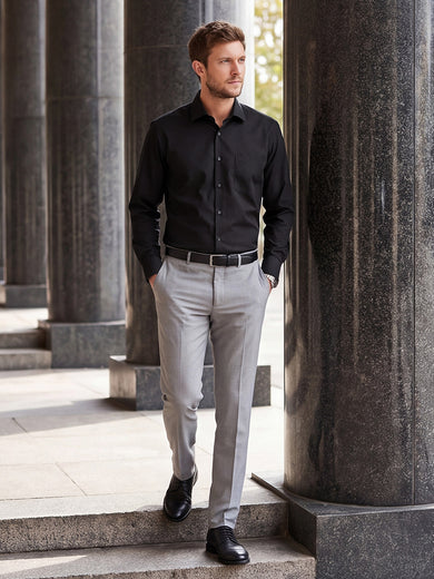 Dockers Men's Black Solid Cotton Formal Shirt – Full Sleeve