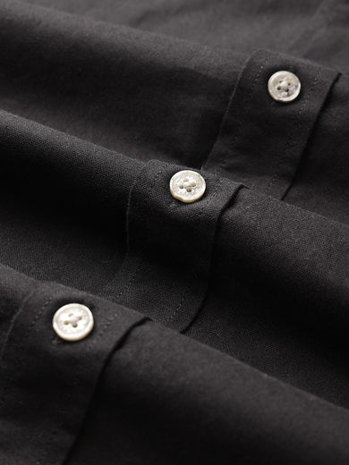 Dockers Men's Black Solid Mandarin Collar Shirt