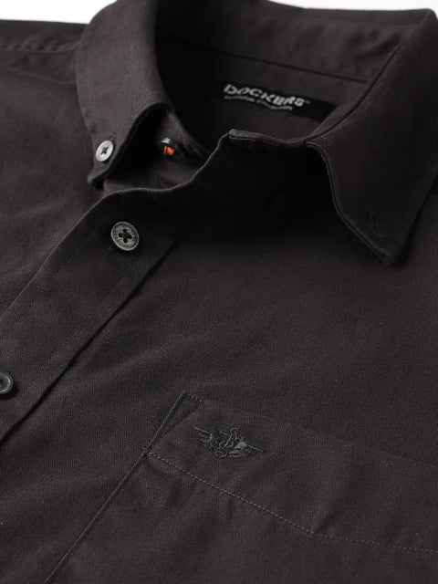 Dockers Men's Black Twill Button-Down Half Sleeve Shirt