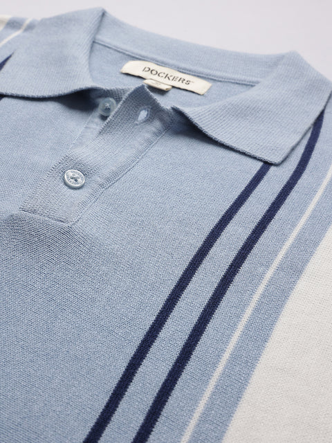 Dockers Men's Blue Striped Polo T-Shirt