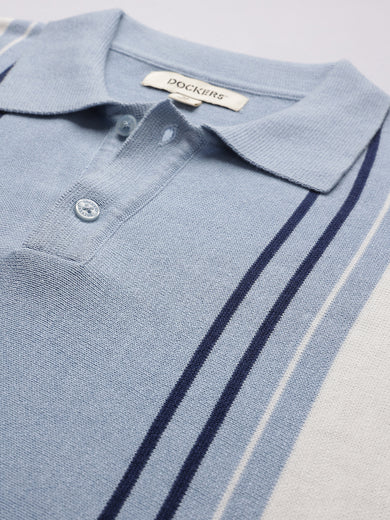 Dockers Men's Blue Striped Polo T-Shirt