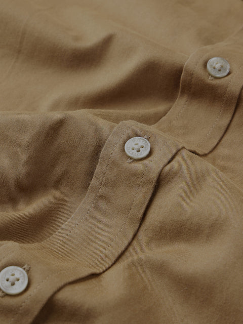 Dockers Men's Brown Oxford Button-Down Half Sleeve Shirt