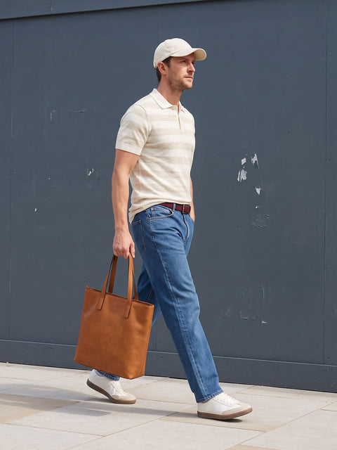 Dockers Men's Cream Striped Polo T-Shirt
