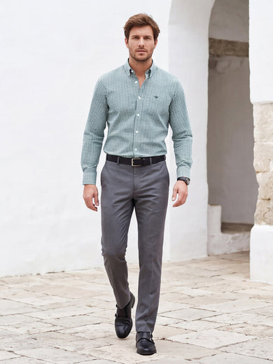 Dockers Men's Green Gingham Check Button-Down Full Sleeve Shirt