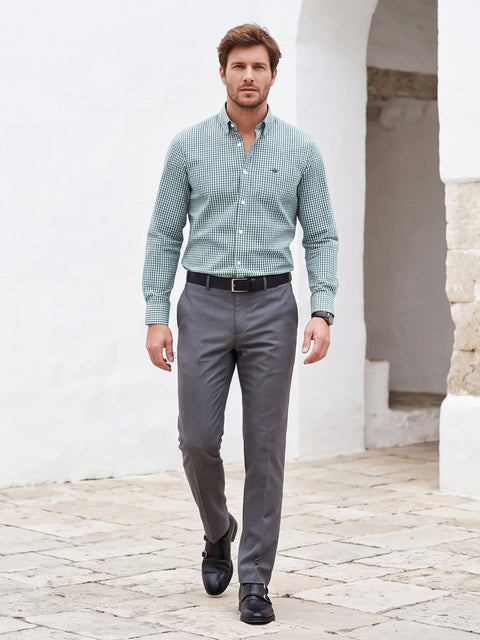 Dockers Men's Green Gingham Check Button-Down Full Sleeve Shirt