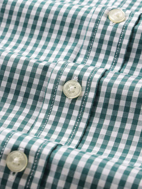 Dockers Men's Green Gingham Check Button-Down Full Sleeve Shirt