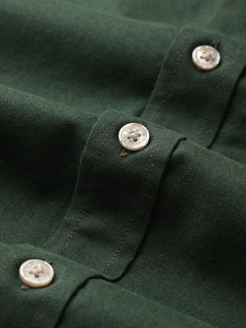 Dockers Men's Green Oxford Band Collar Shirt