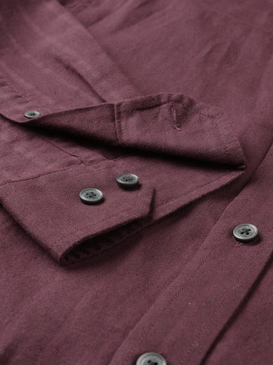 Dockers Men's Maroon Solid Smart Casual Full Sleeve Shirt