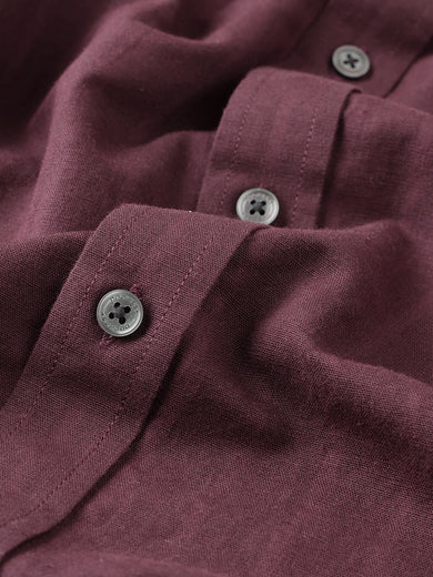 Dockers Men's Maroon Solid Smart Casual Full Sleeve Shirt