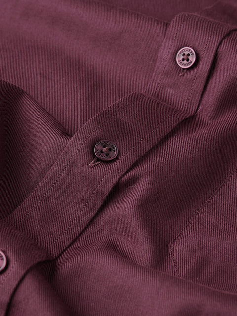 Dockers Men's Maroon Twill Button-Down Full Sleeve Shirt