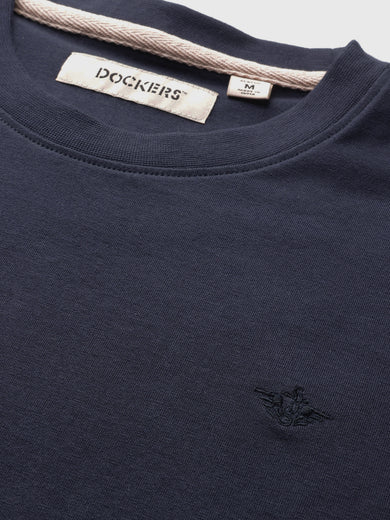 Dockers Men's Navy Blue Logo Round Neck T-Shirt