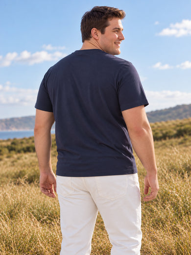 Dockers Men Navy Blue Regular Fit Crew Neck Solid T-Shirt