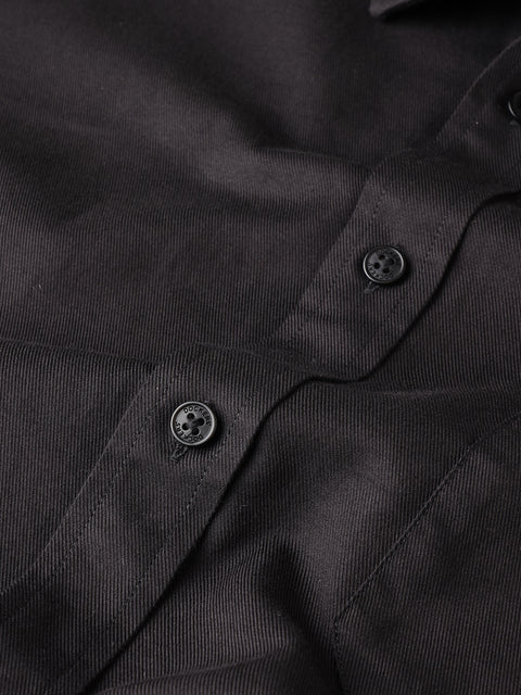 Dockers Men's Plus Size Black Twill Spread Collar Full Sleeve Shirt