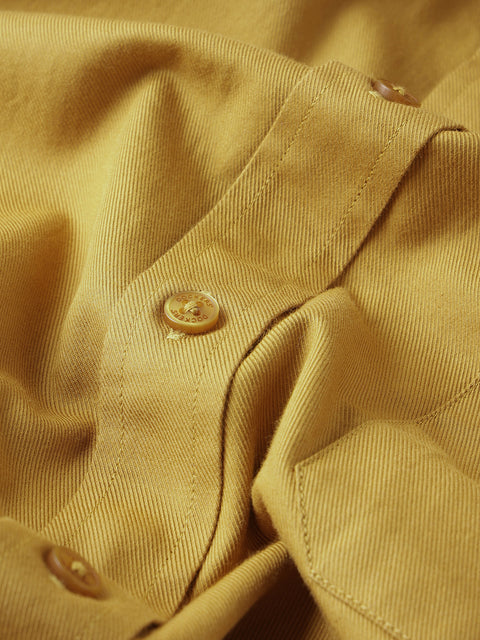 Dockers Men's Plus Size Mustard Twill Spread Collar Full Sleeve Shirt