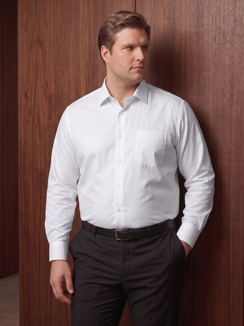 Dockers Men's White Cotton Office Shirt – Spread Collar, Regular Fit