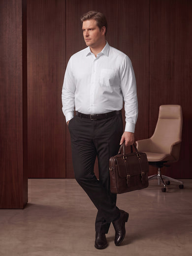 Dockers Men's White Cotton Office Shirt – Spread Collar, Regular Fit