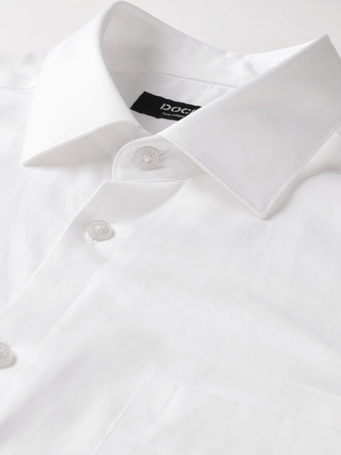 Dockers Men's White Cotton Office Shirt – Spread Collar, Regular Fit