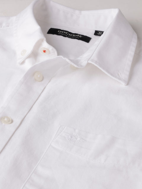 Dockers Men's White Oxford Button-Down Half Sleeve Shirt
