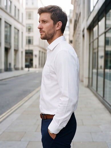 Dockers Men's White Solid Cotton Formal Shirt – Full Sleeve