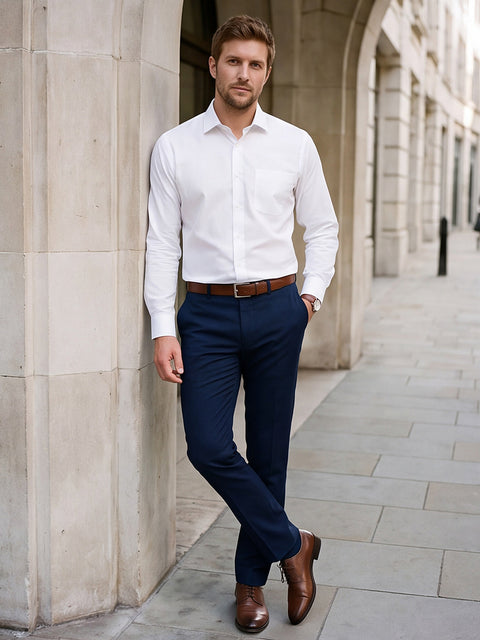 Dockers Men's White Solid Cotton Formal Shirt – Full Sleeve