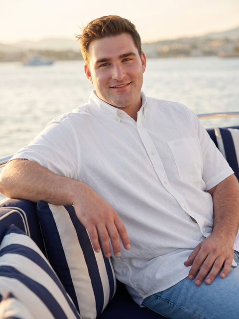Dockers Men's White Twill Button-Down Half Sleeve Shirt