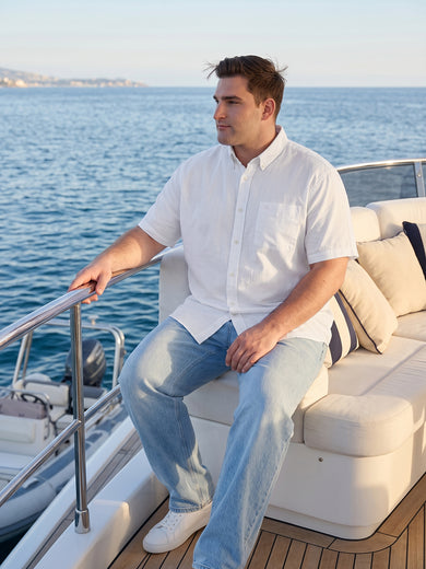 Dockers Men's White Twill Button-Down Half Sleeve Shirt