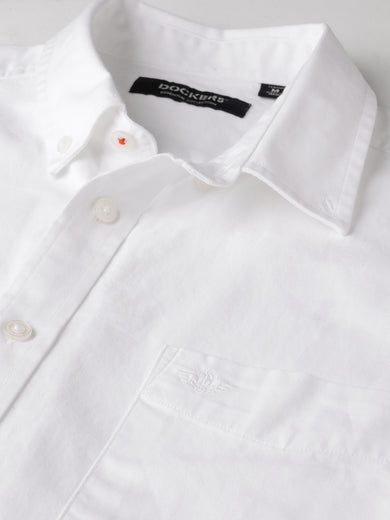 Dockers Men's White Twill Button-Down Half Sleeve Shirt