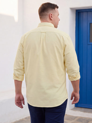 Dockers Men's Yellow Button-Down Oxford Casual Shirt – Full Sleeve
