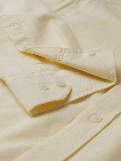 Dockers Men's Yellow Oxford Button-Down Full Sleeve Shirt