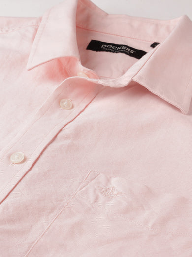 Dockers Men's Pink Solid Spread Collar Full Sleeve Shirt