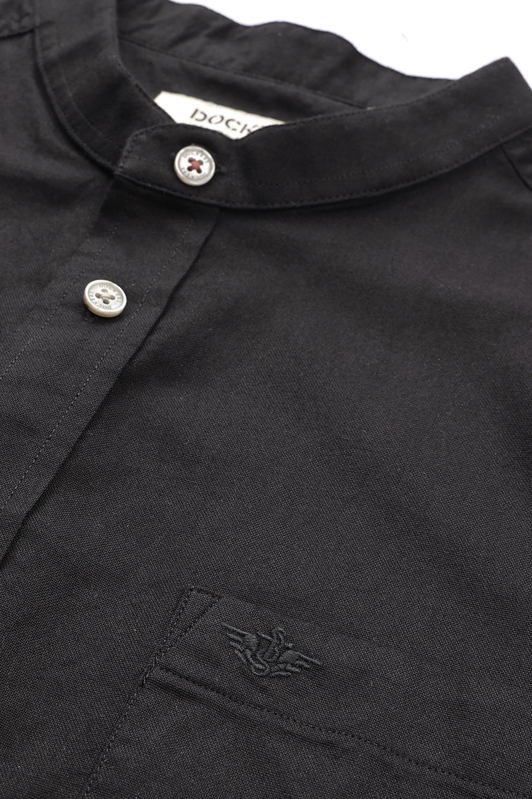 Dockers Men's Black Solid Band Collar Shirt