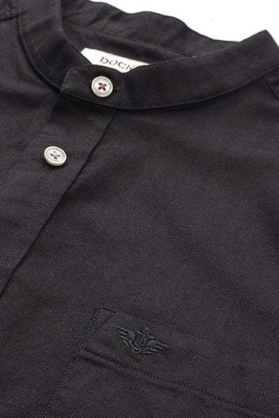Dockers Men's Black Solid Band Collar Shirt