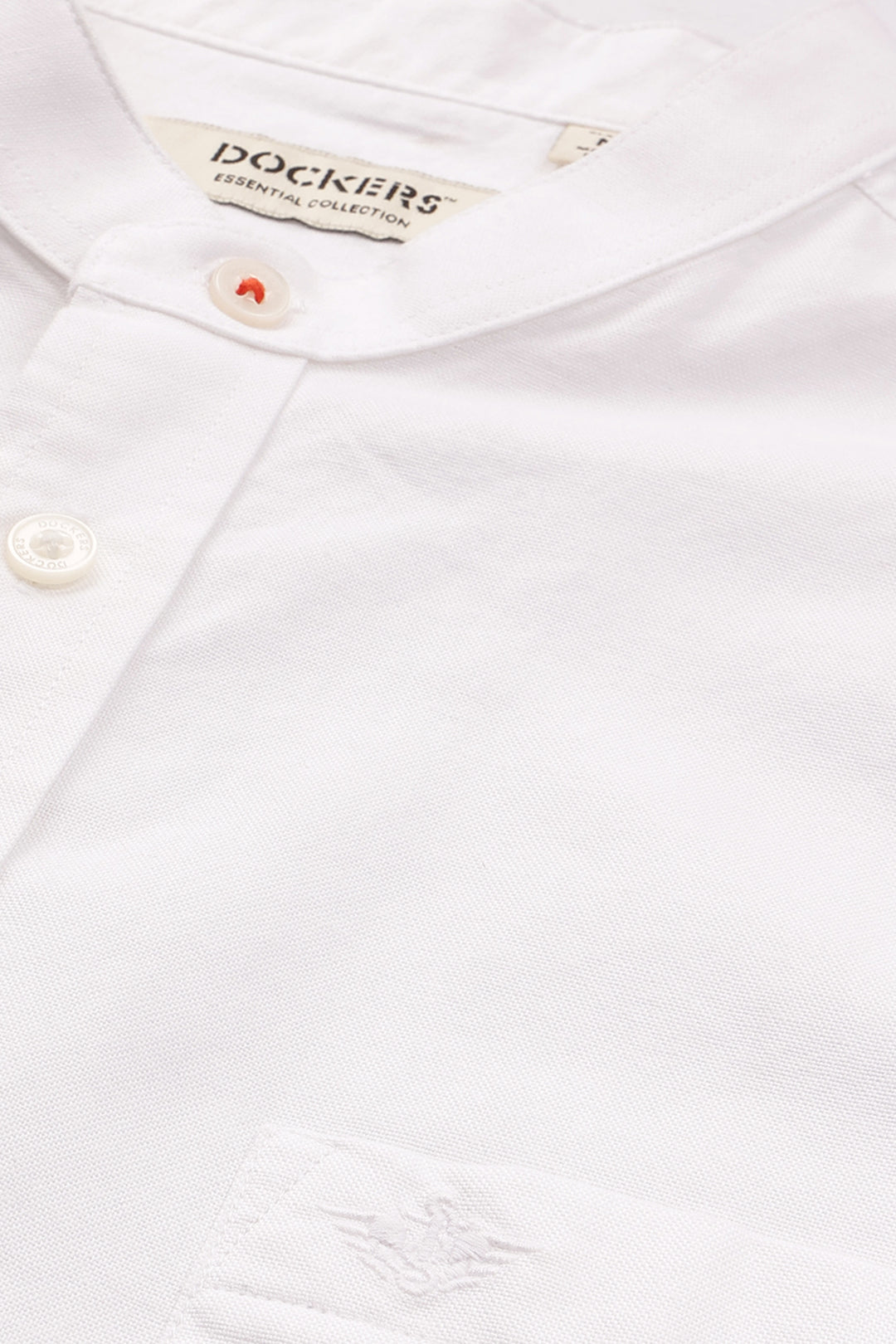Dockers Men's Plus Size White Oxford Band Collar Shirt