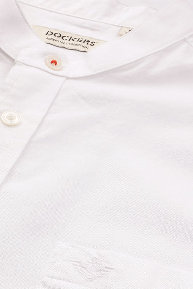 Dockers Men's Plus Size White Oxford Band Collar Shirt