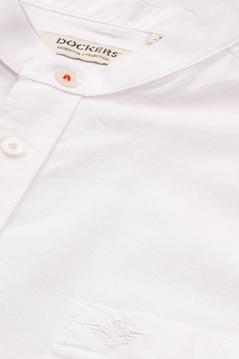 Dockers Men's Plus Size White Oxford Band Collar Shirt