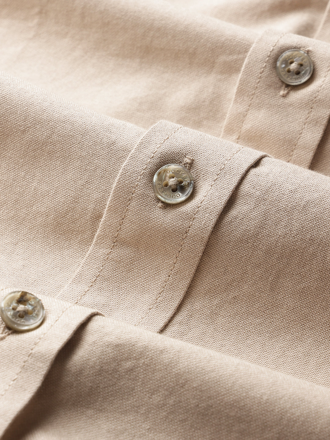 Dockers Men's Beige Oxford Mandarin Collar Casual Shirt