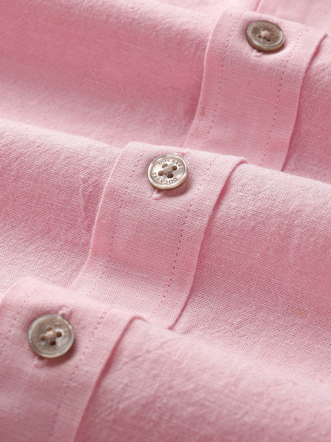 Dockers Men's Pink Solid Cotton-Linen Button-Down Full Sleeve Shirt