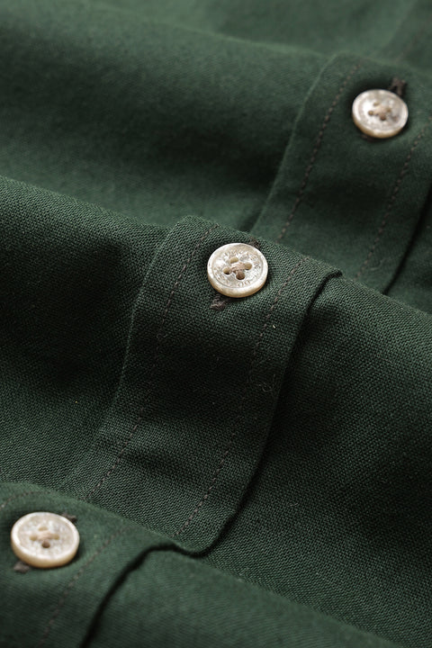 Dockers Men's Green Oxford Band Collar Casual Shirt