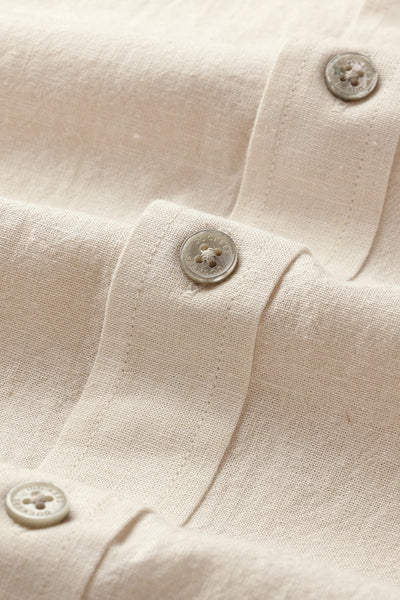 Dockers Men's Beige Solid Cotton-Linen Button-Down Full Sleeve Casual Shirt