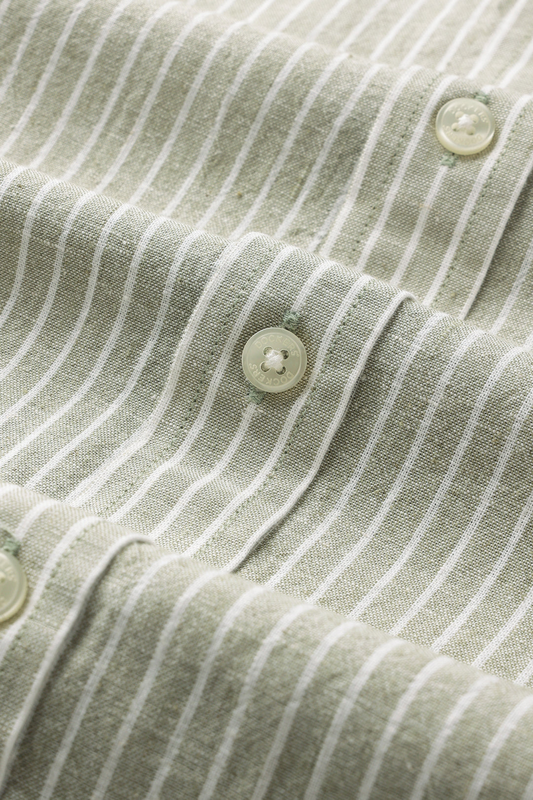 Dockers Men's Green Striped Cotton-Linen Button-Down Full Sleeve Casual Shirt