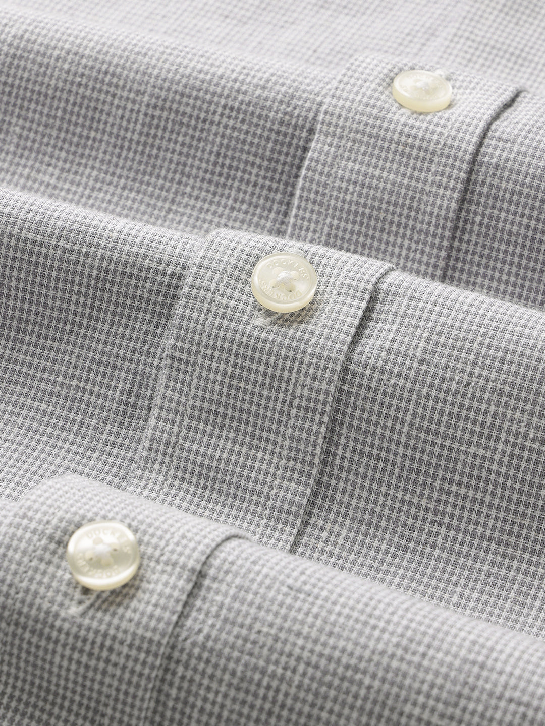 Dockers Men's Grey Micro-Print Cotton-Linen Spread Collar Full Sleeve Shirt