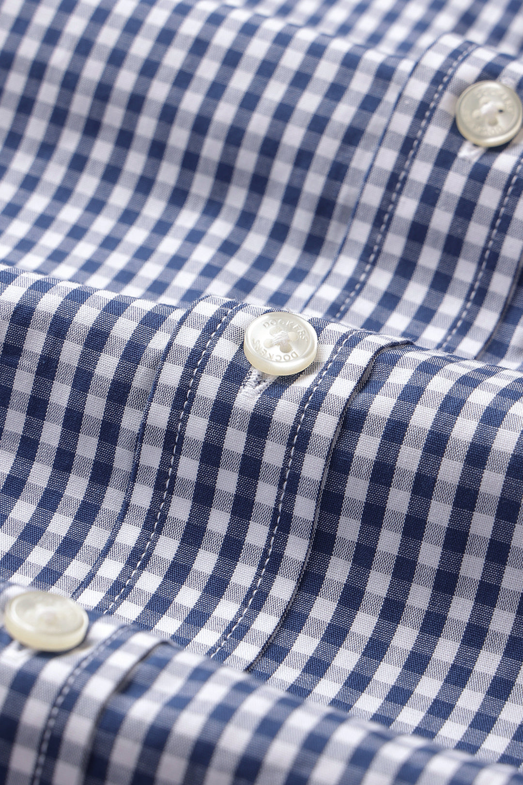 Dockers Men's Navy Blue Gingham Check Spread Collar Full Sleeve Casual Shirt